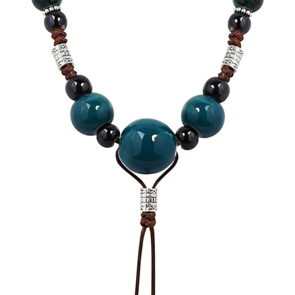 Vintage Bohemian Ceramic Bead Long Necklace Colorful Summer Jewelry Gift